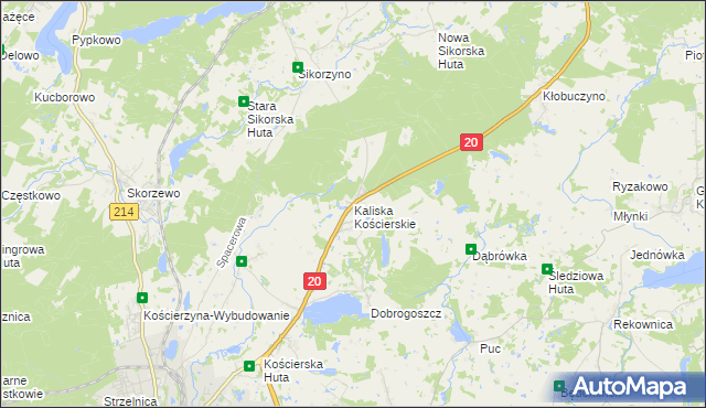 mapa Kaliska Kościerskie, Kaliska Kościerskie na mapie Targeo