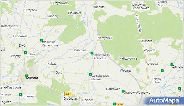 mapa Kaliszkowice Ołobockie, Kaliszkowice Ołobockie na mapie Targeo