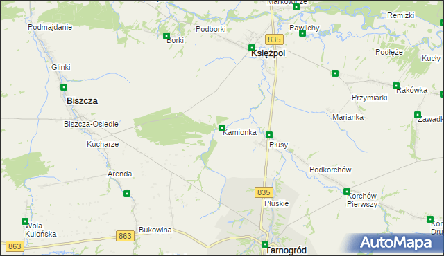 mapa Kamionka gmina Księżpol, Kamionka gmina Księżpol na mapie Targeo
