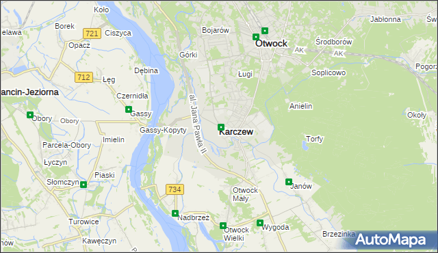 mapa Karczew powiat otwocki, Karczew powiat otwocki na mapie Targeo