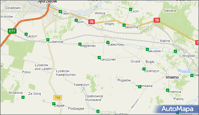 mapa Karczunek gmina Imielno, Karczunek gmina Imielno na mapie Targeo