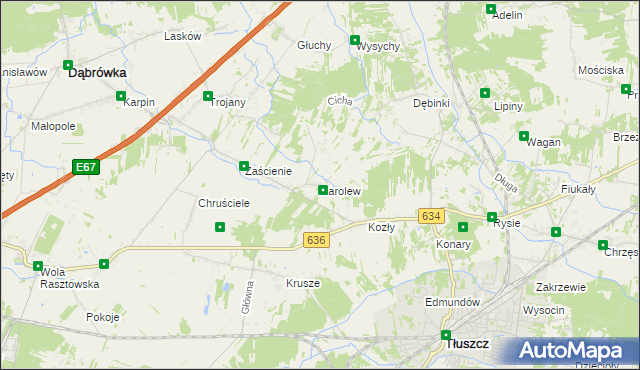 mapa Karolew gmina Dąbrówka, Karolew gmina Dąbrówka na mapie Targeo