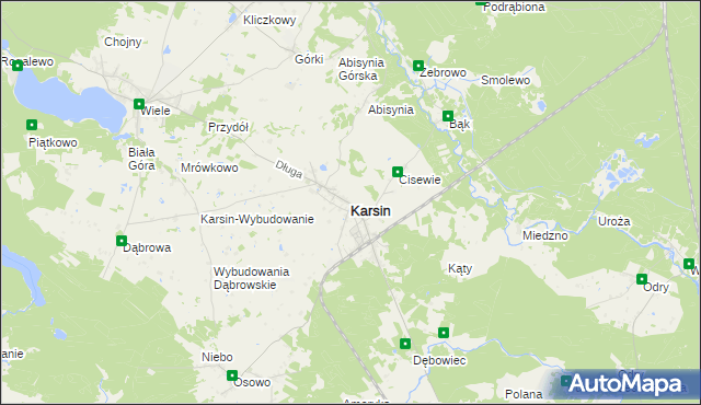 mapa Karsin powiat kościerski, Karsin powiat kościerski na mapie Targeo
