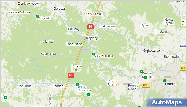 mapa Kąty-Borucza, Kąty-Borucza na mapie Targeo