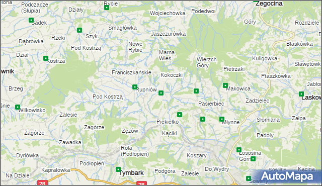 mapa Kisielówka gmina Limanowa, Kisielówka gmina Limanowa na mapie Targeo
