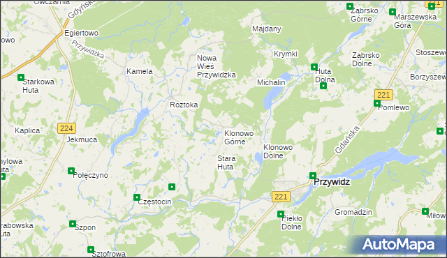 mapa Klonowo Górne, Klonowo Górne na mapie Targeo