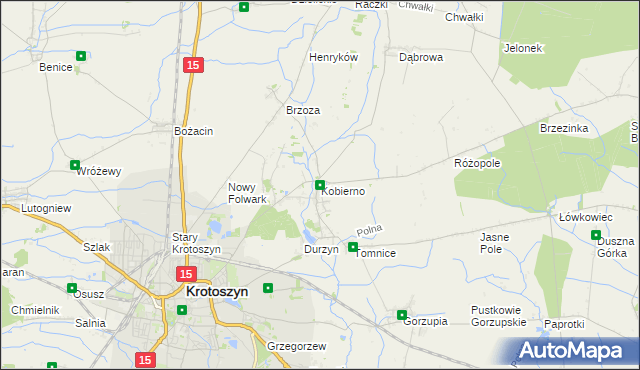 mapa Kobierno gmina Krotoszyn, Kobierno gmina Krotoszyn na mapie Targeo