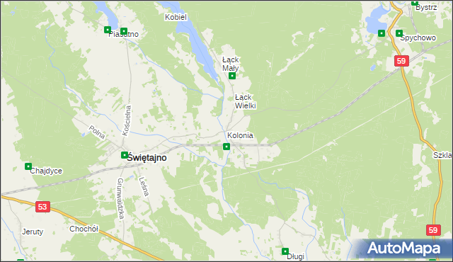 mapa Kolonia gmina Świętajno, Kolonia gmina Świętajno na mapie Targeo