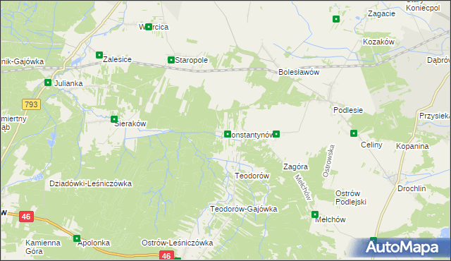 mapa Konstantynów gmina Lelów, Konstantynów gmina Lelów na mapie Targeo
