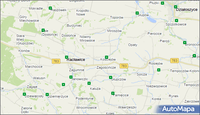 mapa Kościejów, Kościejów na mapie Targeo