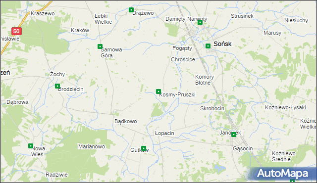 mapa Kosmy-Pruszki, Kosmy-Pruszki na mapie Targeo