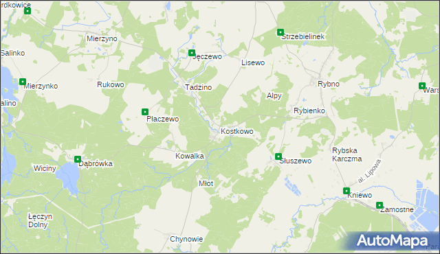 mapa Kostkowo gmina Gniewino, Kostkowo gmina Gniewino na mapie Targeo