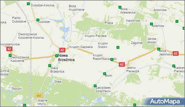 mapa Kruplin Radomszczański, Kruplin Radomszczański na mapie Targeo