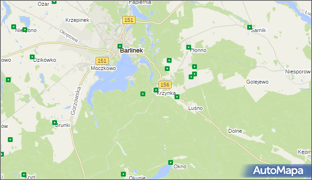 mapa Krzynka gmina Barlinek, Krzynka gmina Barlinek na mapie Targeo