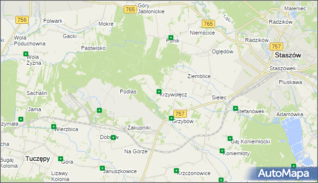 mapa Krzywołęcz, Krzywołęcz na mapie Targeo