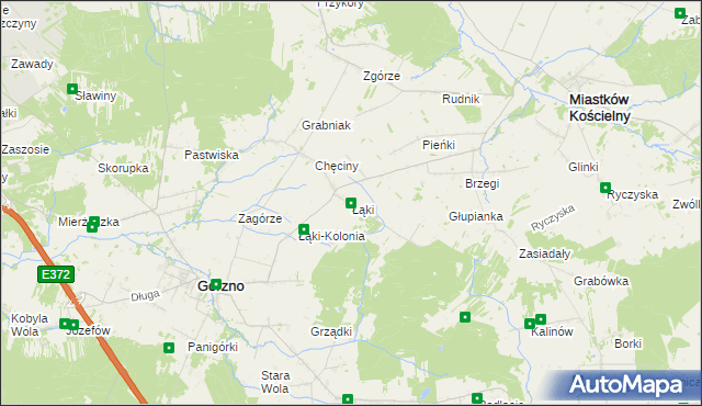 mapa Łąki gmina Górzno, Łąki gmina Górzno na mapie Targeo