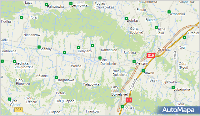 mapa Łęki Dukielskie, Łęki Dukielskie na mapie Targeo