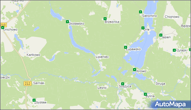 mapa Lipieniec, Lipieniec na mapie Targeo