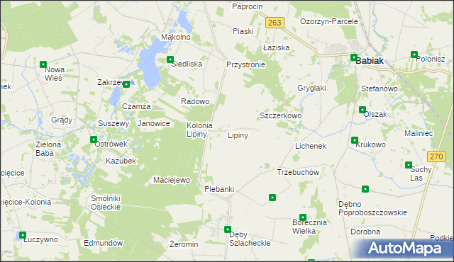 mapa Lipiny gmina Osiek Mały, Lipiny gmina Osiek Mały na mapie Targeo