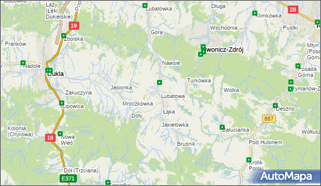 mapa Lubatowa, Lubatowa na mapie Targeo