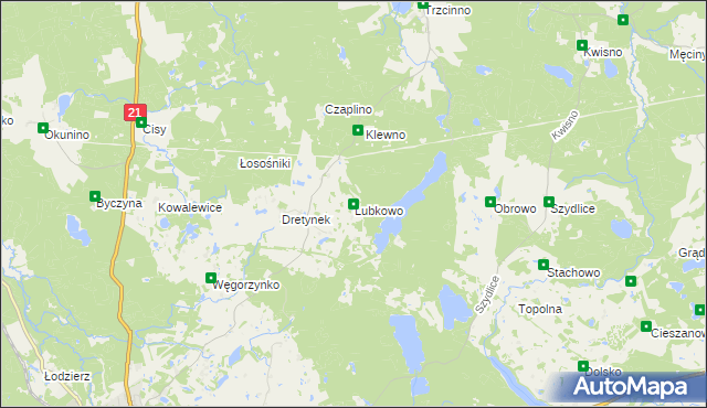 mapa Lubkowo gmina Miastko, Lubkowo gmina Miastko na mapie Targeo