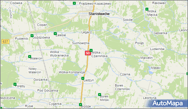 mapa Lubomin gmina Stanisławów, Lubomin gmina Stanisławów na mapie Targeo