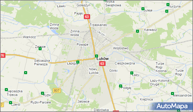 mapa Łuków, Łuków na mapie Targeo