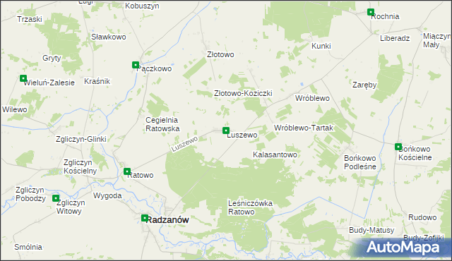mapa Luszewo gmina Radzanów, Luszewo gmina Radzanów na mapie Targeo