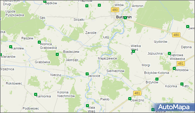 mapa Majaczewice, Majaczewice na mapie Targeo