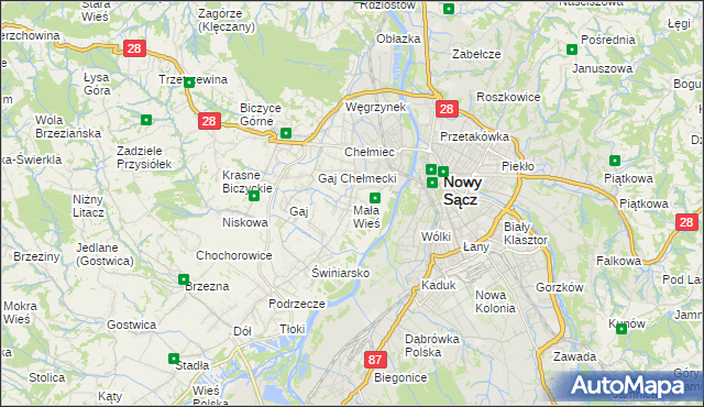 mapa Mała Wieś gmina Chełmiec, Mała Wieś gmina Chełmiec na mapie Targeo