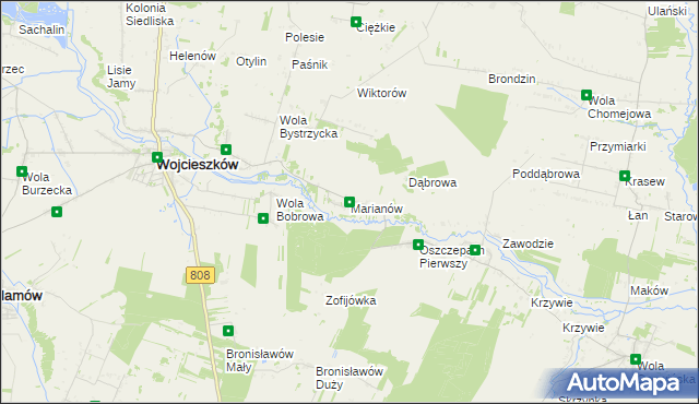 mapa Marianów gmina Wojcieszków, Marianów gmina Wojcieszków na mapie Targeo