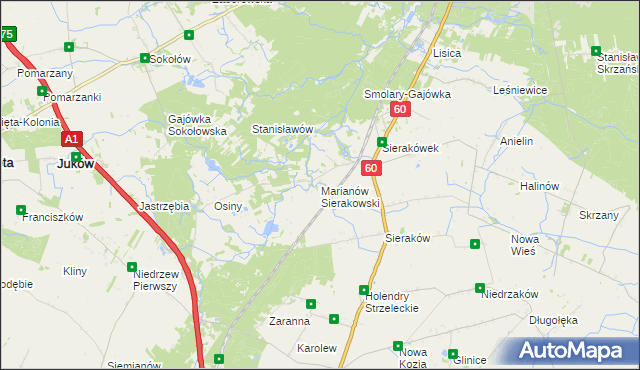 mapa Marianów Sierakowski, Marianów Sierakowski na mapie Targeo