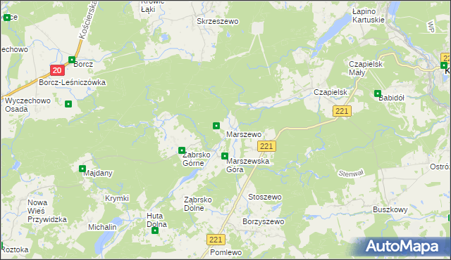 mapa Marszewo gmina Przywidz, Marszewo gmina Przywidz na mapie Targeo