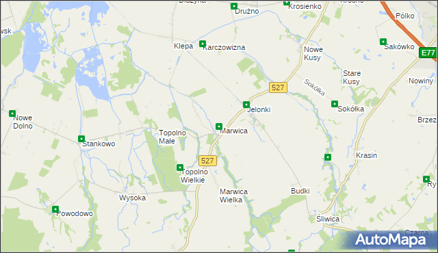 mapa Marwica, Marwica na mapie Targeo