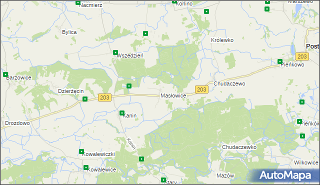 mapa Masłowice gmina Postomino, Masłowice gmina Postomino na mapie Targeo