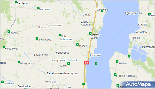 mapa Maszew, Maszew na mapie Targeo