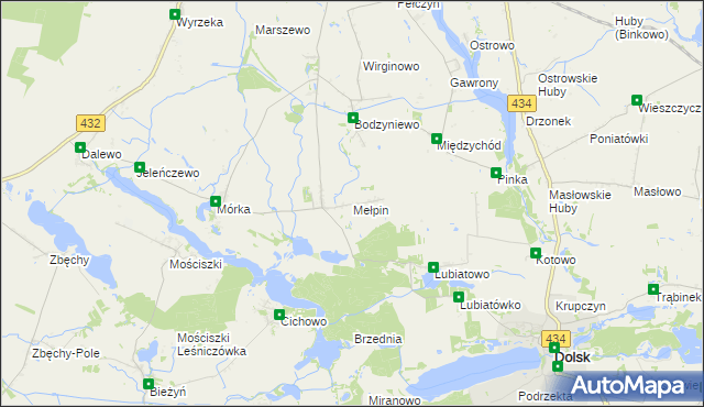 mapa Mełpin, Mełpin na mapie Targeo