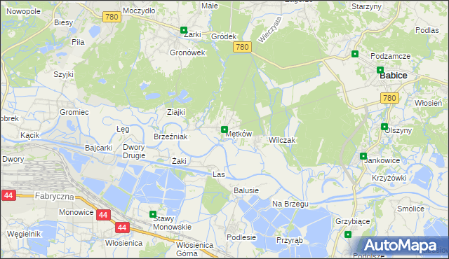 mapa Mętków, Mętków na mapie Targeo