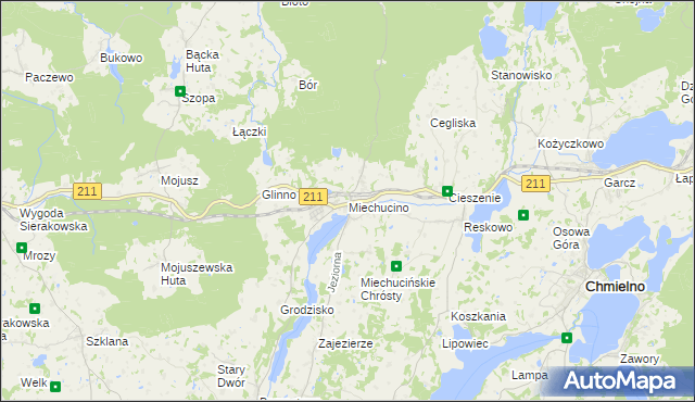 mapa Miechucino, Miechucino na mapie Targeo