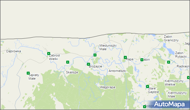 mapa Mieduniszki Wielkie, Mieduniszki Wielkie na mapie Targeo