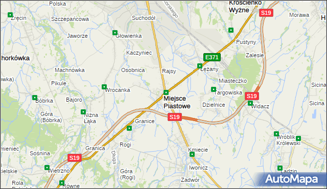 mapa Miejsce Piastowe, Miejsce Piastowe na mapie Targeo