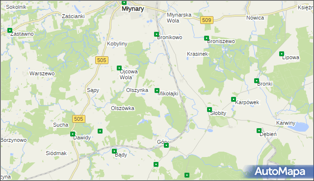 mapa Mikołajki gmina Młynary, Mikołajki gmina Młynary na mapie Targeo