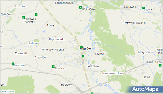 mapa Milejów powiat łęczyński, Milejów powiat łęczyński na mapie Targeo