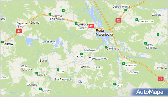 mapa Młotkowice, Młotkowice na mapie Targeo