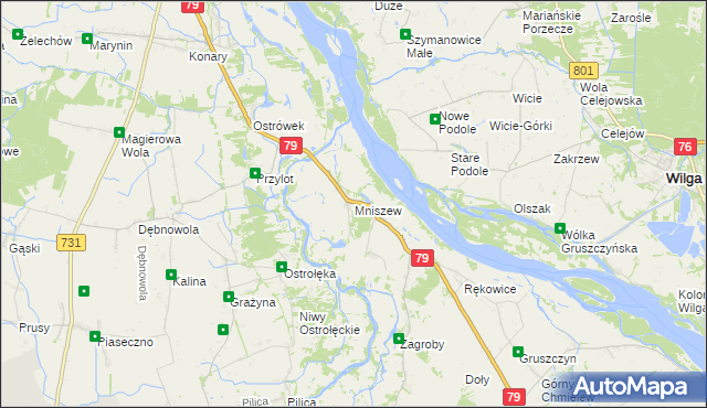 mapa Mniszew gmina Magnuszew, Mniszew gmina Magnuszew na mapie Targeo