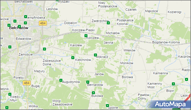 mapa Mokracz, Mokracz na mapie Targeo