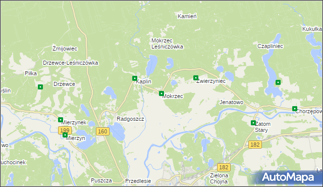 mapa Mokrzec gmina Międzychód, Mokrzec gmina Międzychód na mapie Targeo