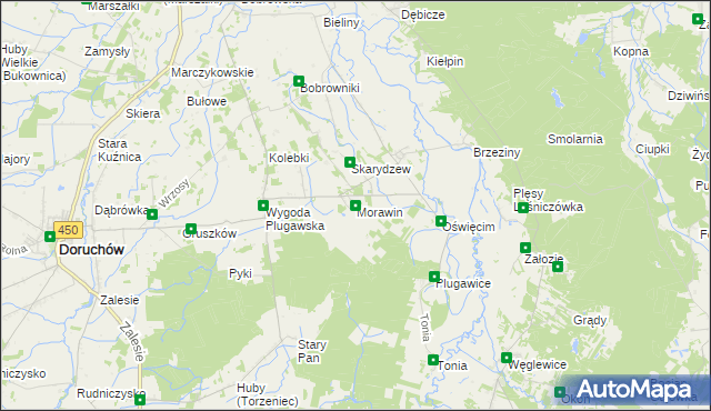 mapa Morawin gmina Doruchów, Morawin gmina Doruchów na mapie Targeo