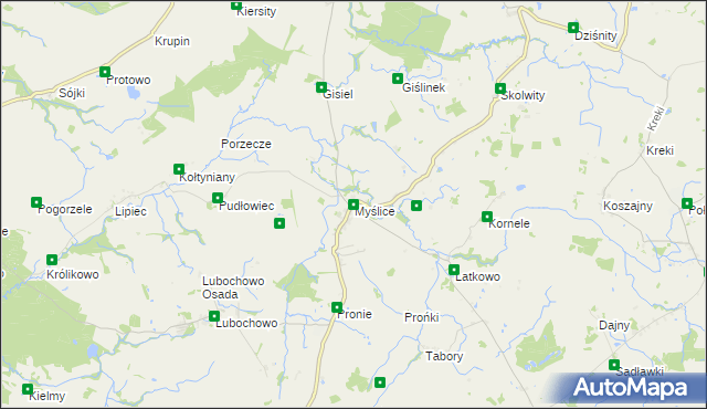 mapa Myślice, Myślice na mapie Targeo