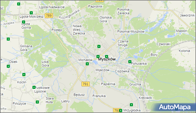 mapa Myszków, Myszków na mapie Targeo